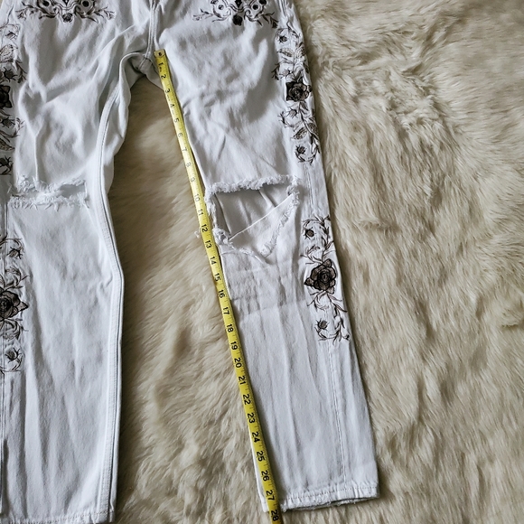 Free People One Teaspoon Lola Awesome Baggies Jeans White Distressed Size 28 - Picture 15 of 15
